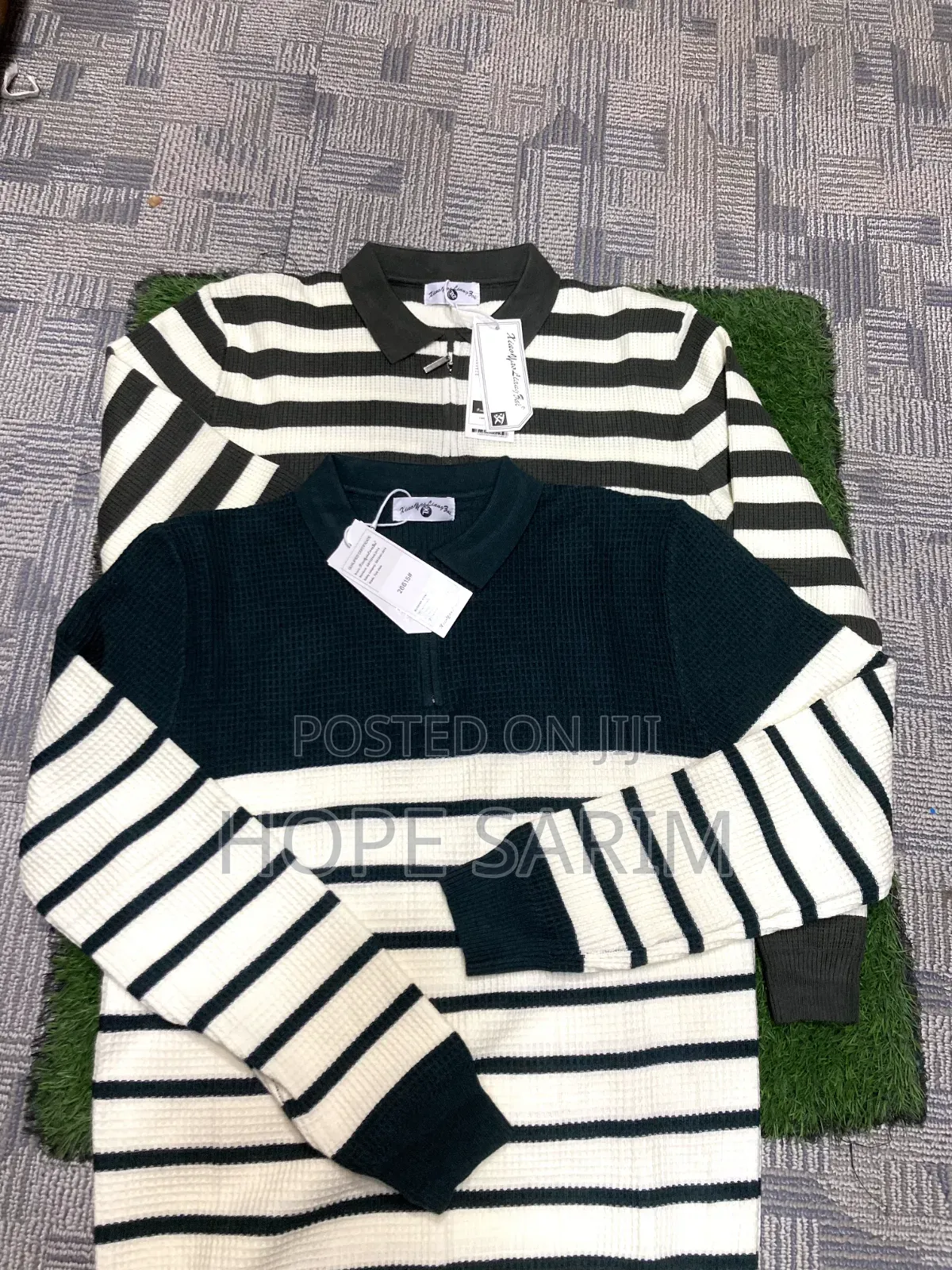 Men's Stylish Striped Long Sleeve Polos •