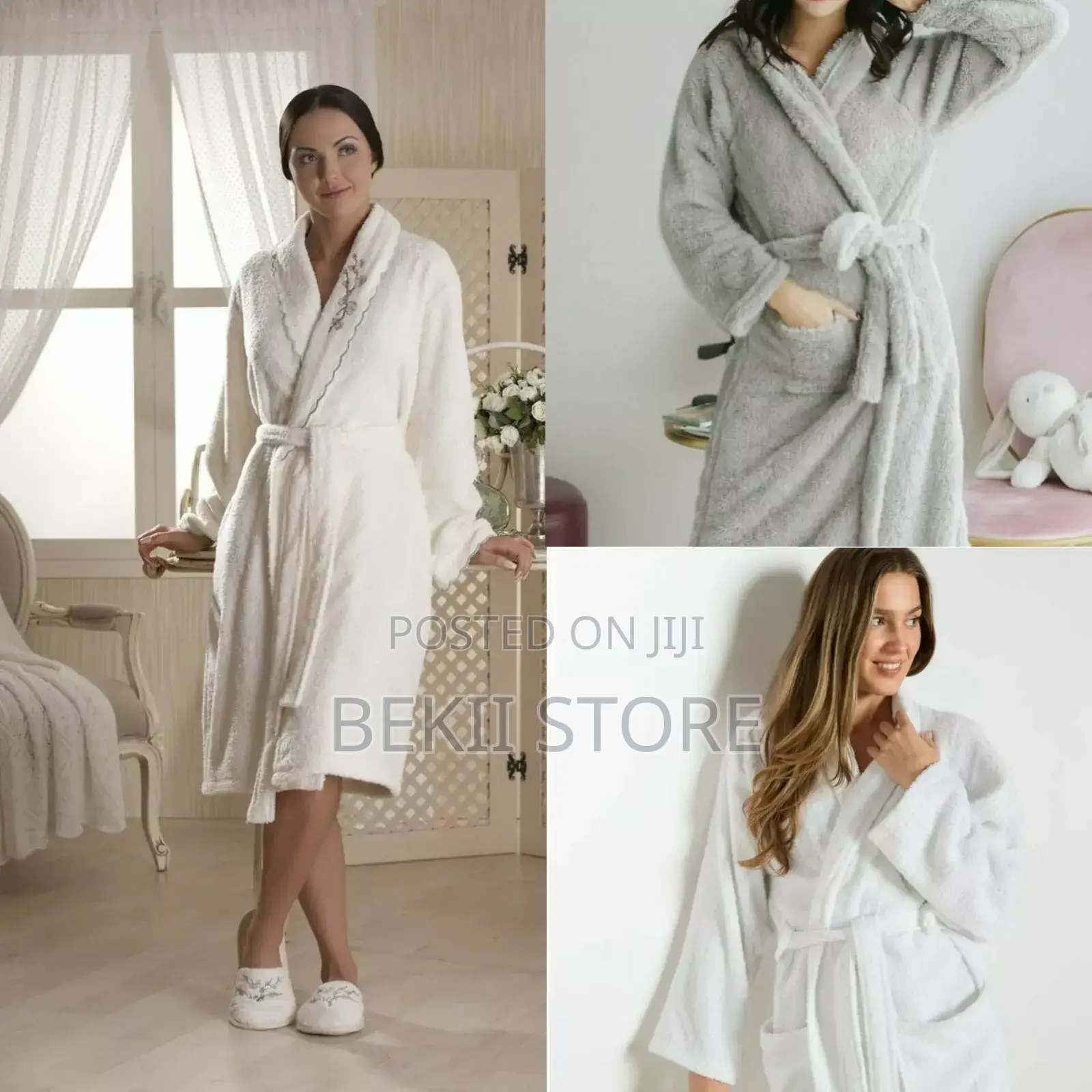 Women's Soft Flannel Bathrobe Spa Robe With Belt Pocket