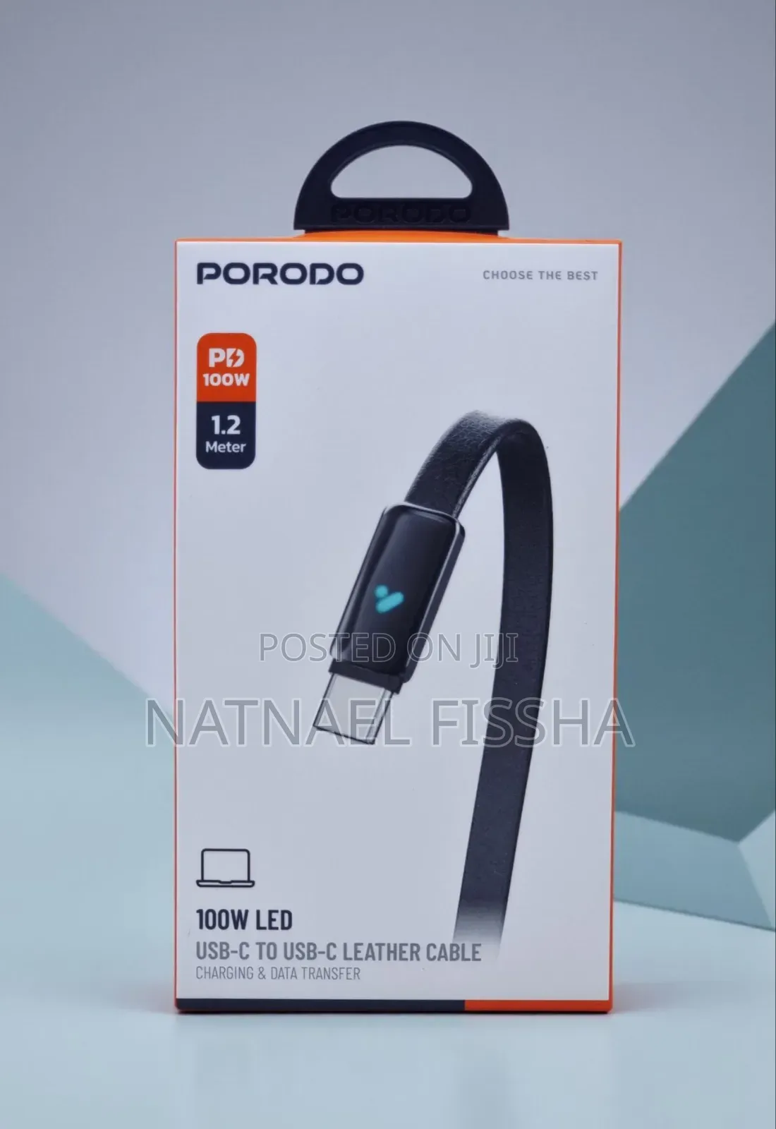 Porodo 100w Led Usb-C to Usb-C Leather Cable