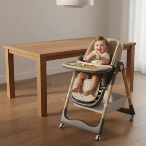 Foldable High Chair With Wheels and a Double Removable Tray