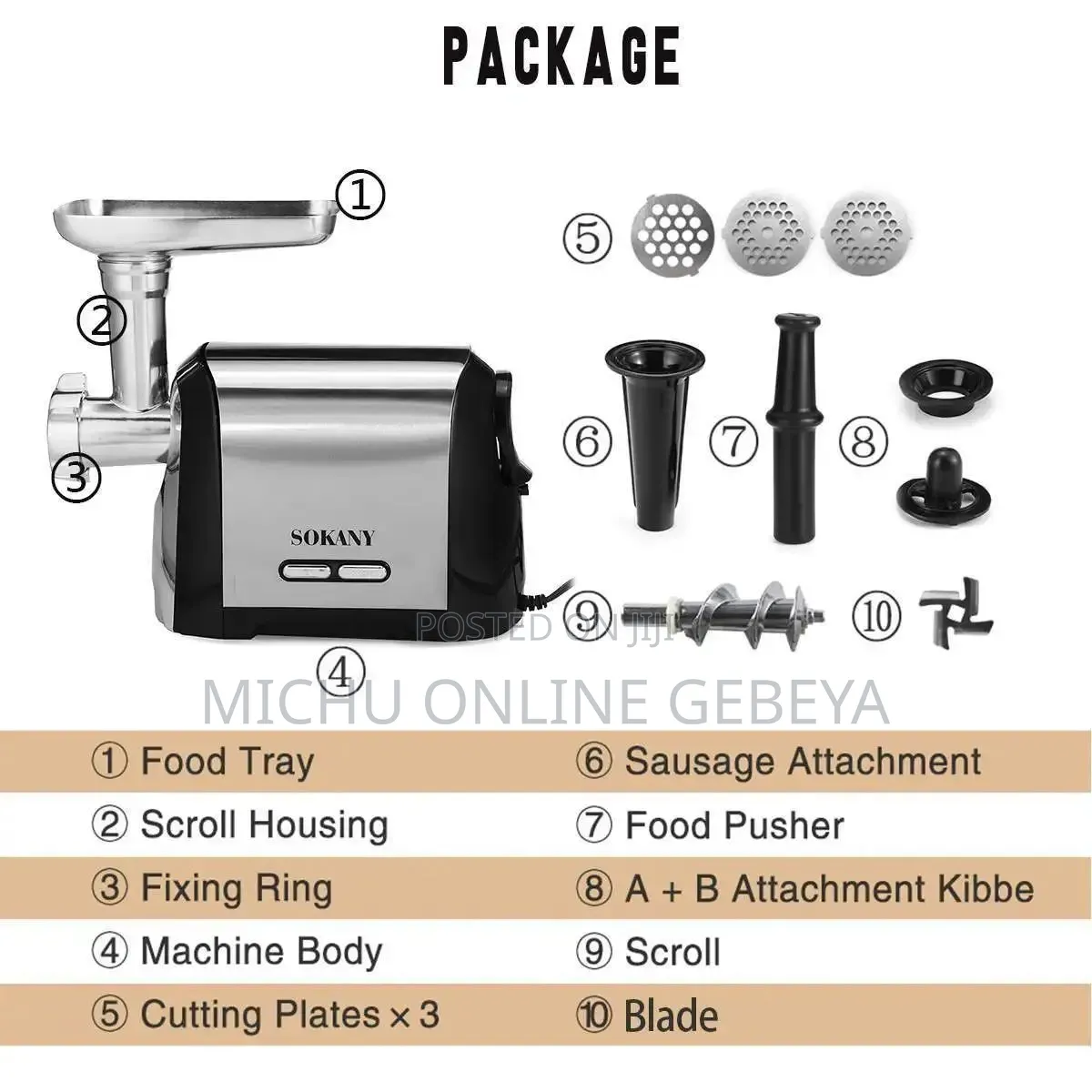 High Quality 3200w ጉልበት ያለው Sokany Meat Grinder/Free Delivery