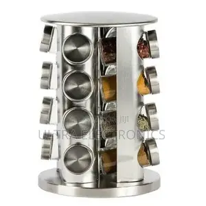 Stainless Steel Revolving Spice Carousel With Glass Jars. Design: