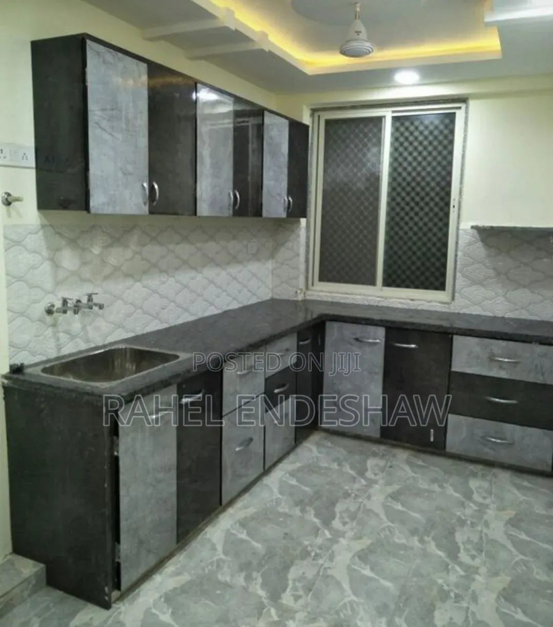 Black and Gray Kitchen Cabinet
