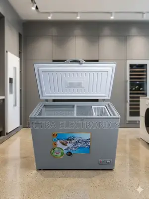 Everest Silver Chest Freezer, Likely A 330-liter Model Based On Its