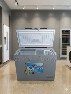 Everest Silver Chest Freezer, Likely A 330-liter Model Based On Its