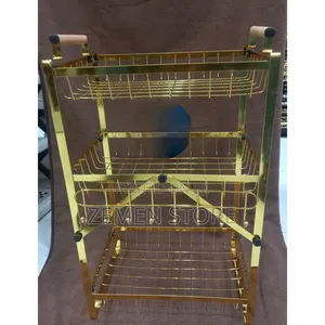 Luxury 3-Tier Golden Fruit Rack - ባለ 3 መደርደሪያ የፍሩት ራክ (Stainless)