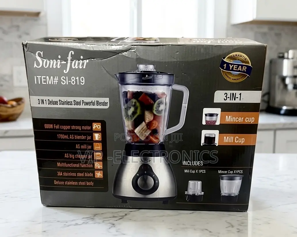 Soni-Fair Blender 3-in-1 Deluxe Stainless Steel Blender – 600w