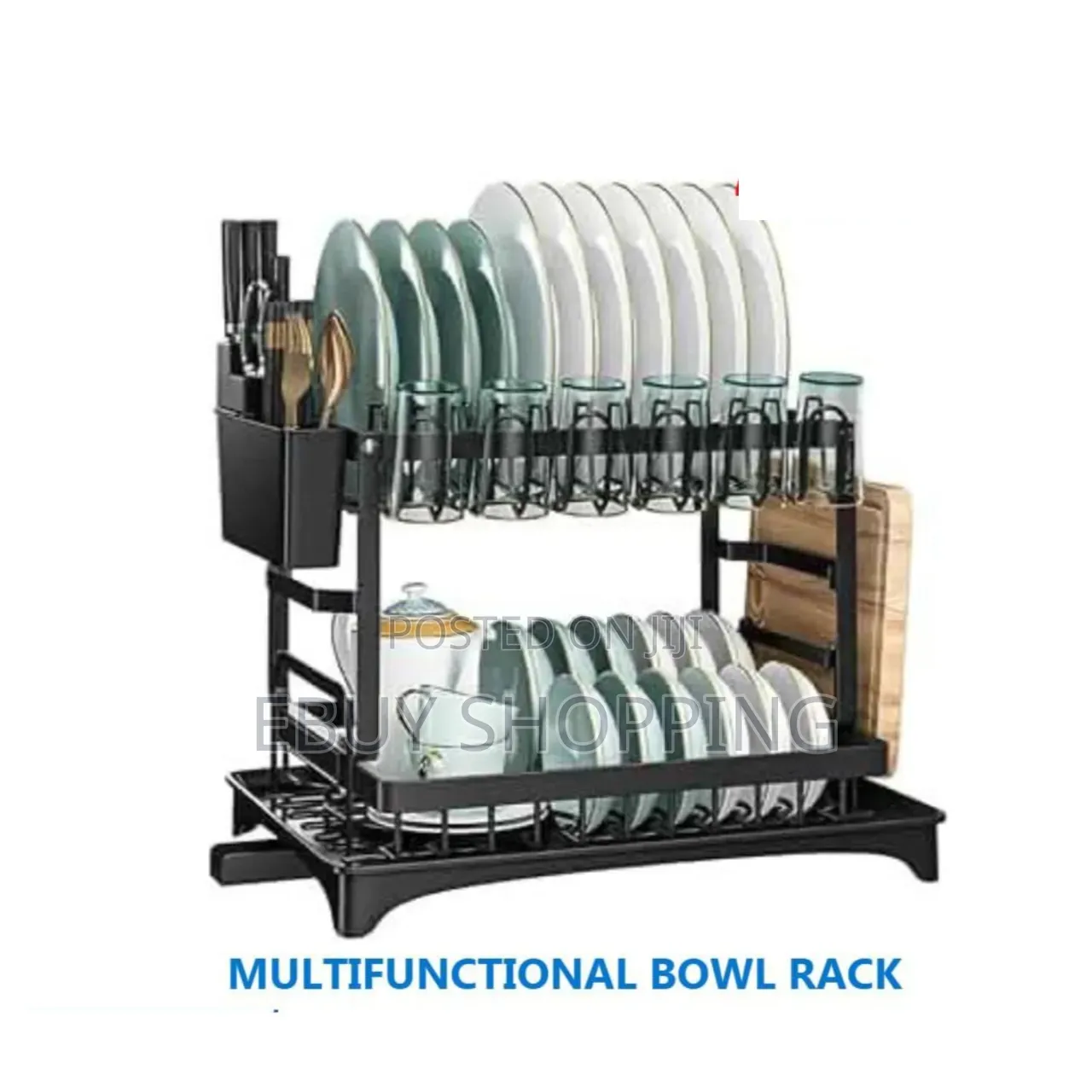 Large Capacity 2-tier Dish Drainer – Plates, Bowls Utensils