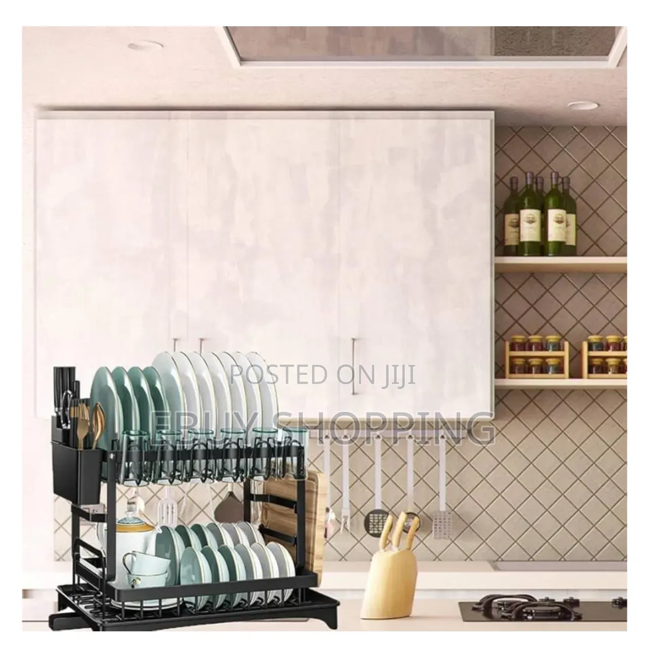Large Capacity 2-tier Dish Drainer – Plates, Bowls Utensils