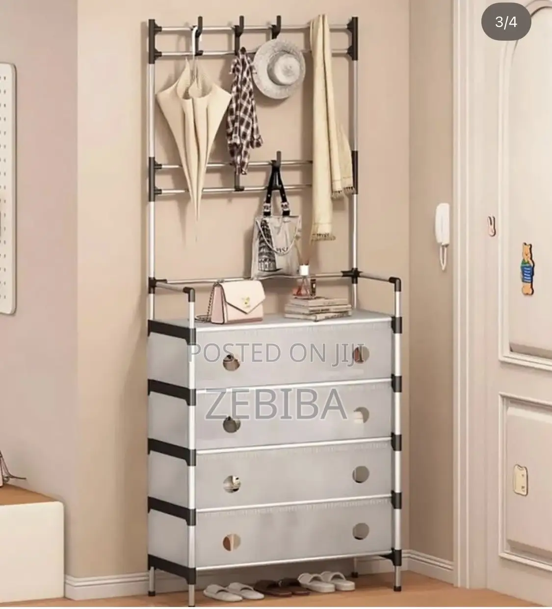 Storage Rack የጫማ መደርደሪያን እና ቦርሳ አነስ ያሉ ልብሶች 3-በ1 ማከማቻ ነው::
