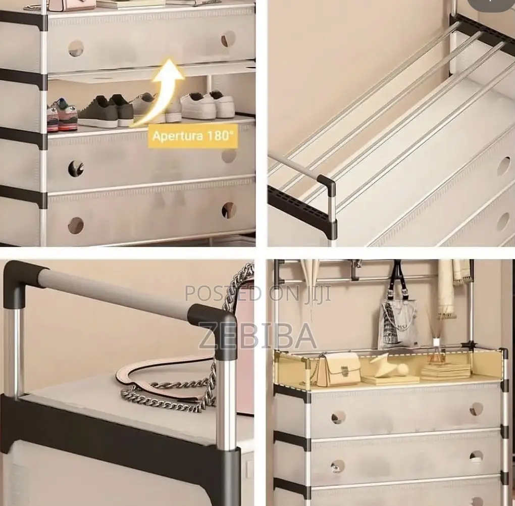 Storage Rack የጫማ መደርደሪያን እና ቦርሳ አነስ ያሉ ልብሶች 3-በ1 ማከማቻ ነው::