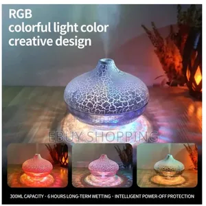 Whisper-Quiet 300ml Humidifier – Colorful Crackle Glow +Auto Power-Off