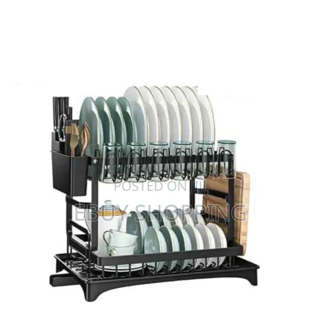 Upgrade Your Kitchen: 2-tier Guided Water Tray Drying Rack