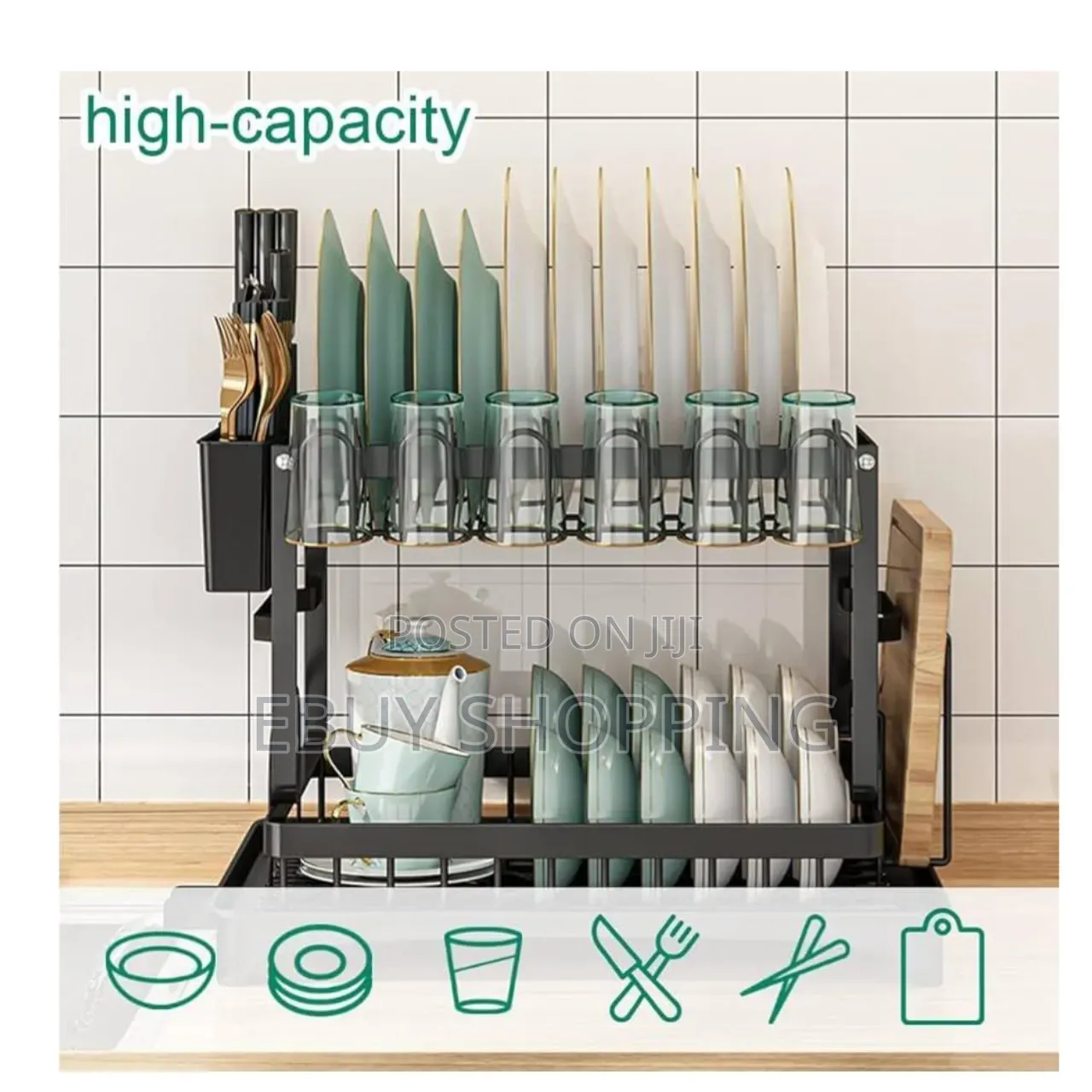 Upgrade Your Kitchen: 2-tier Guided Water Tray Drying Rack