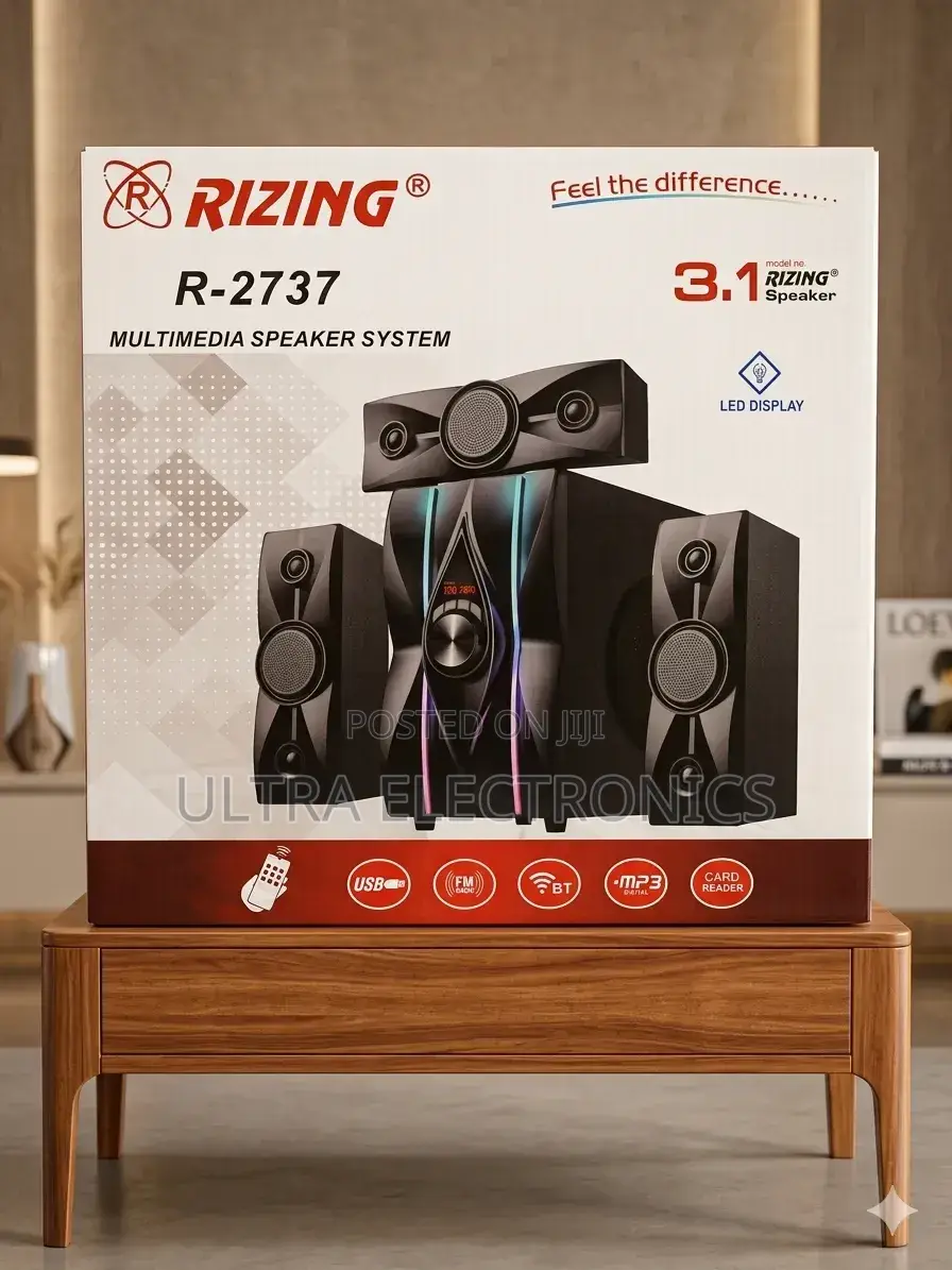 Rizing 3.1 Channel Multimedia Speaker System Featuring Bluetooth