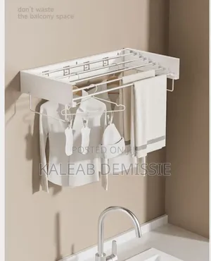 Wall-Mounted, Retractable Clothes Drying Rack