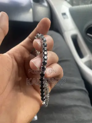 7mm Stainless Steel Men’S Bracelet – Black Silver Square Dimond Chain
