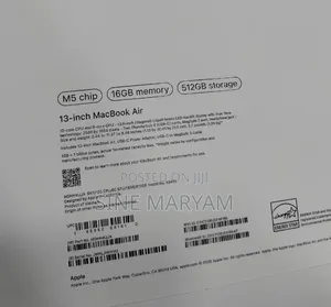 New Laptop Apple MacBook Air 2026 M5 15-inch 16GB Apple M5 SSD 512GB