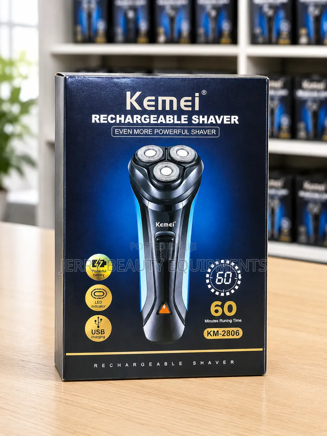 Kemei 2806 Rechargeable Shaver- 60mins Running