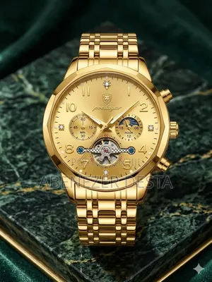 Poedagar Mens Automatic Chronograph Watch in Full Golden Finish