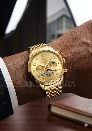 Poedagar Mens Automatic Chronograph Watch in Full Golden Finish