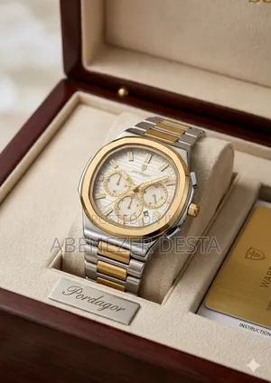 Poedagar Elegance Chronograph Wristwatch a Two-Tone Gold and Silver
