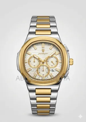 Poedagar Elegance Chronograph Wristwatch a Two-Tone Gold and Silver