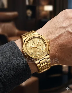 Poedagar Chronograph Gold Watch Featuring a Stainless Steel Band