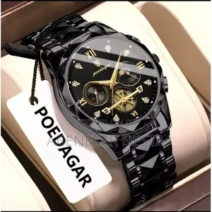 Poedagar Luxury Sport Watch in Black With Gold Accents