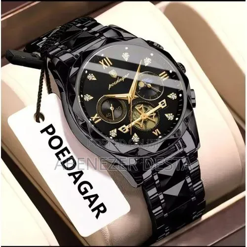 Poedagar Luxury Sport Watch in Black With Gold Accents