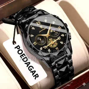 Poedagar Luxury Sport Watch in Black With Gold Accents
