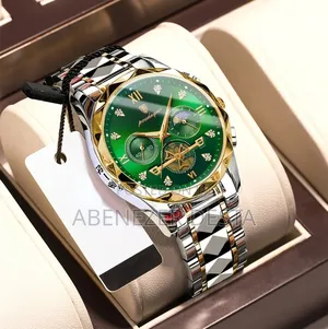 Poedagar Luxury Men's Wristwatch in Green and Silver Stainless Steel