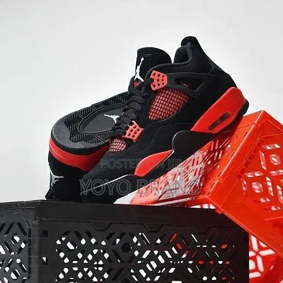Nike Air Jordan 4 Retro "Red Thunder"Black/Red Fashion Shoes