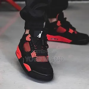 Nike Air Jordan 4 Retro "Red Thunder"Black/Red Fashion Shoes