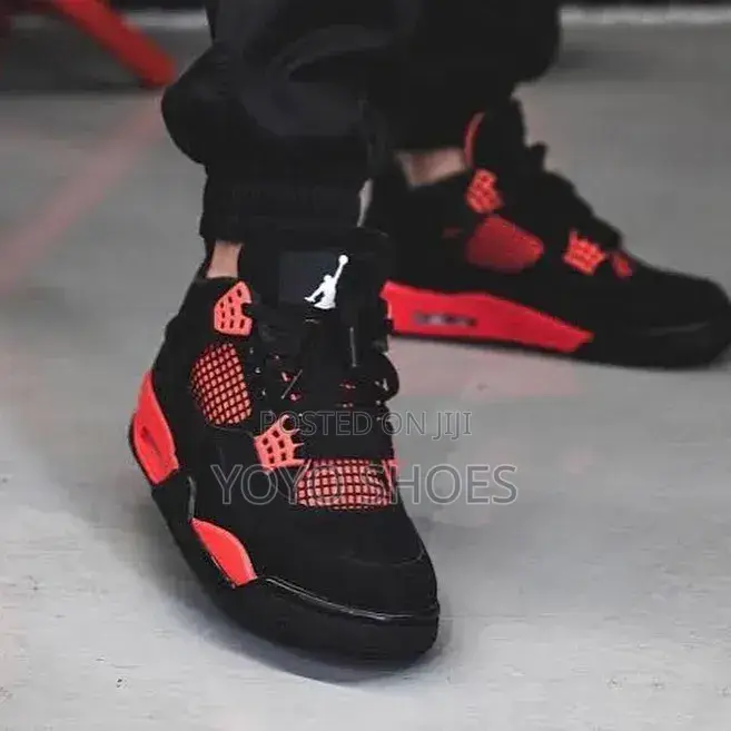 Nike Air Jordan 4 Retro "Red Thunder"Black/Red Fashion Shoes