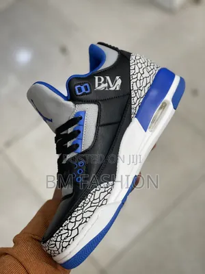 Air Jordan 3: Black, Royal Blue Elephant Print