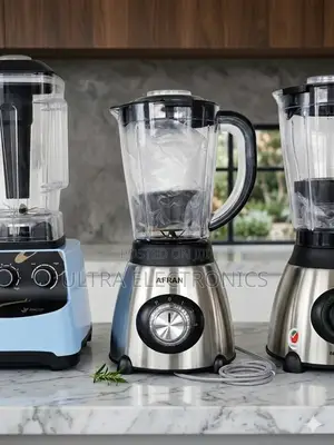 Afran Stainless Steel Blender Featuring a Clear Plastic Pitcher Silver
