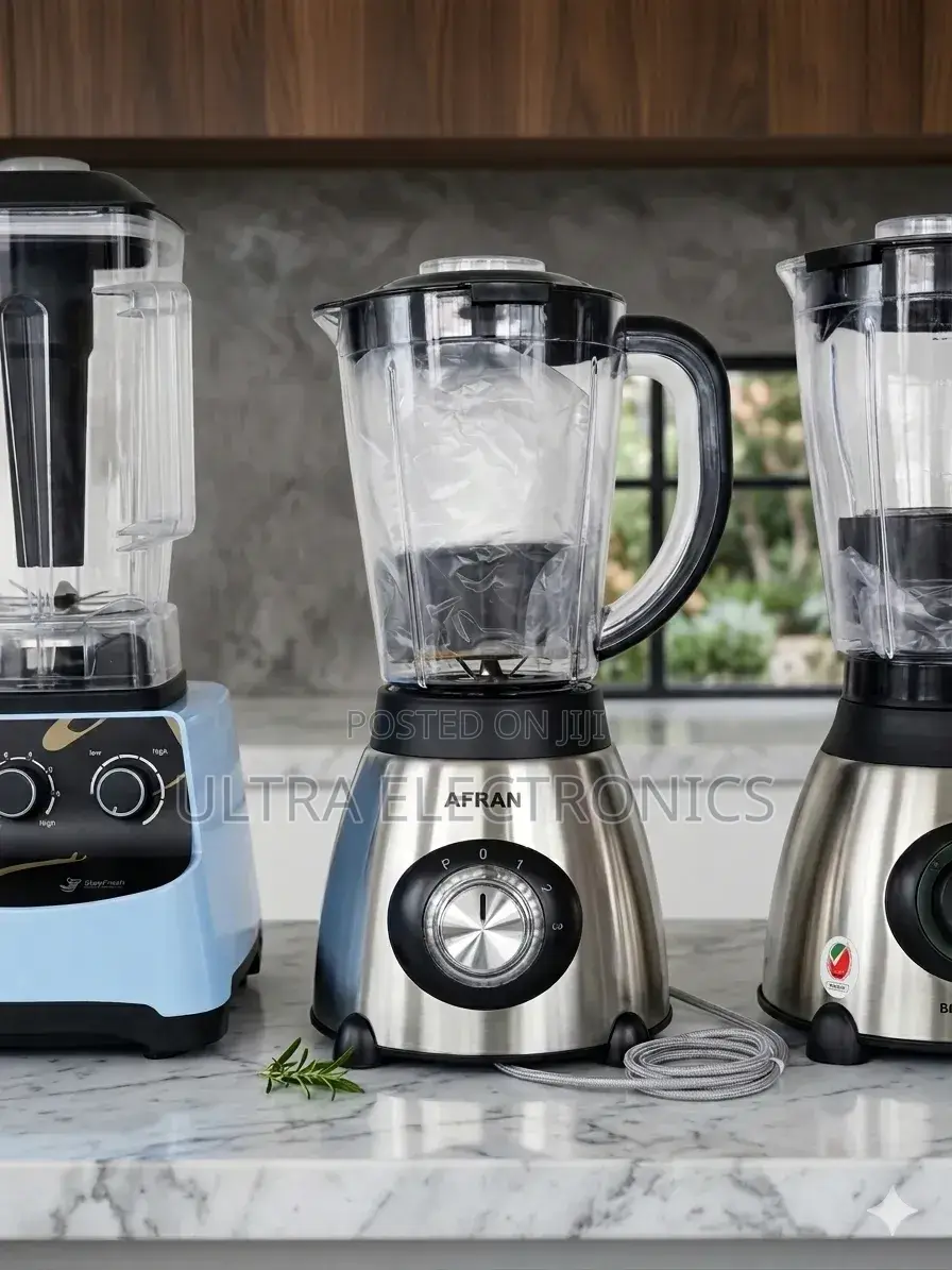 Afran Stainless Steel Blender Featuring a Clear Plastic Pitcher Silver