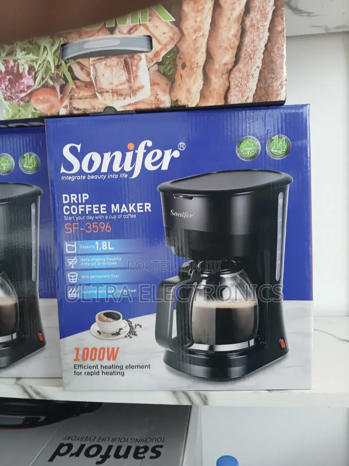 Sonifer Sf-3596 Drip Coffee Maker. This 1000w Features a 1.8-Liter