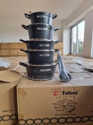 Telford Brand Granite-Coated Pots Featuring a Durable Black Speckled