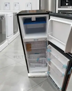 Boss Top Freezer Double-Door Refrigerator With a Dark Finish,