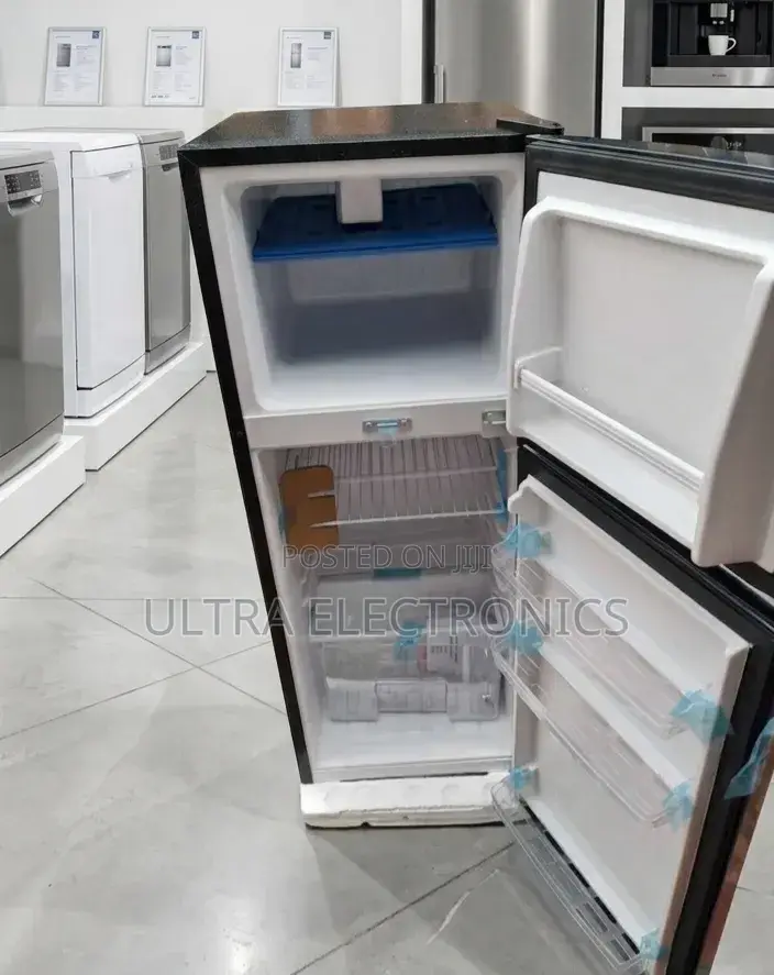 Boss Top Freezer Double-Door Refrigerator With a Dark Finish,