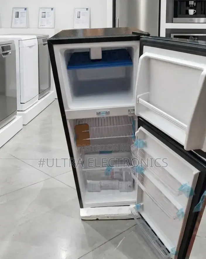 Boss Top Freezer Double-Door Refrigerator With a Dark Finish,