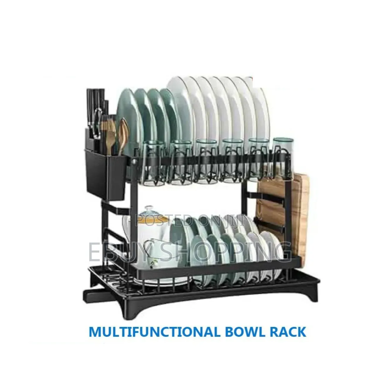 Smart 2-Tier Design: Holds Cups, Bowls, Plates Cutlery