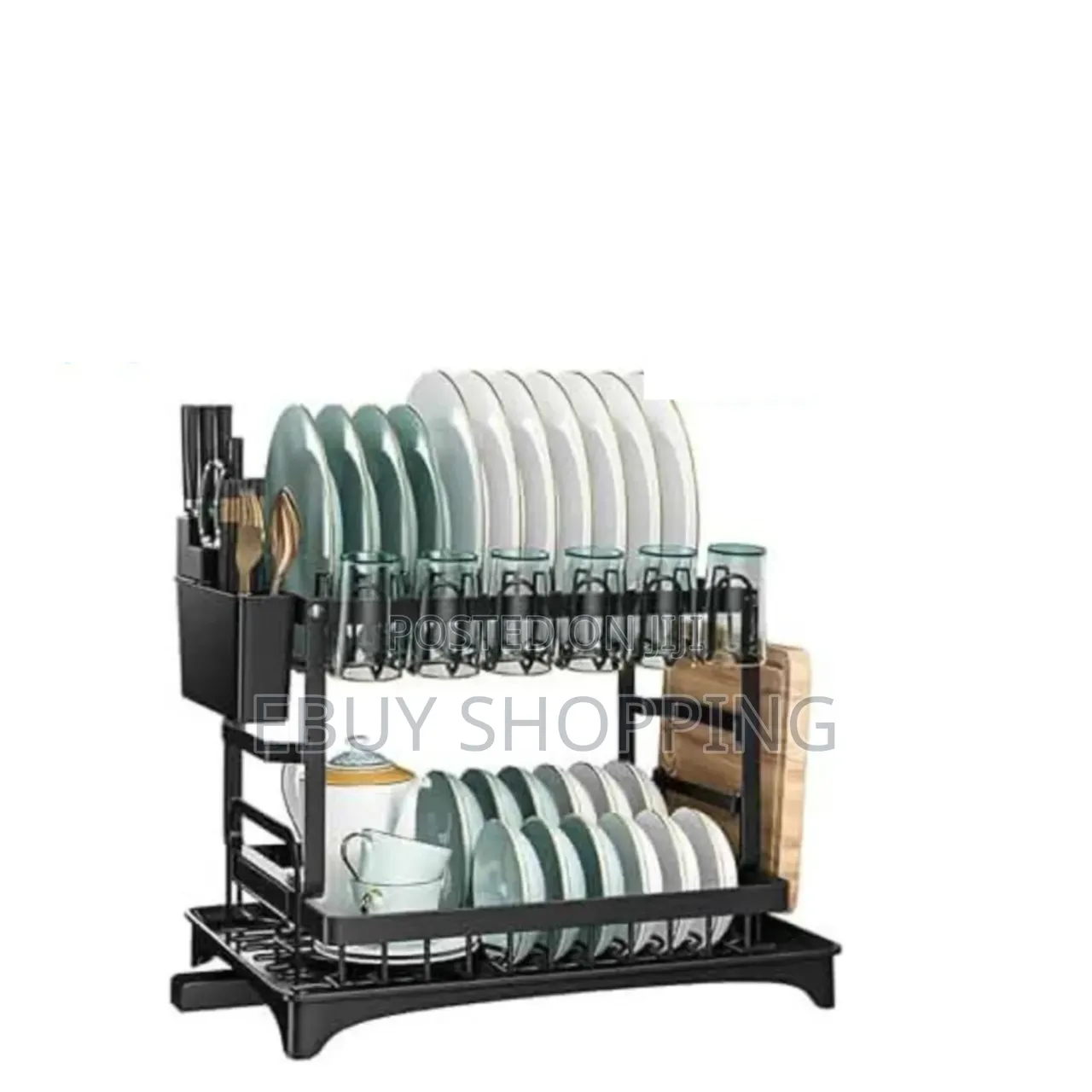 No-Mess 2-Tier Dish Rack – Directs Water to Sink