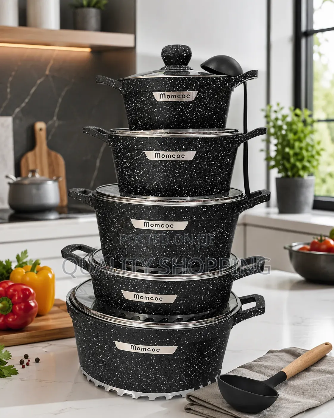 Momcoc Non Stick Cookware የማይዙ ማራኪ ግራናይት ቅብ ድስቶች