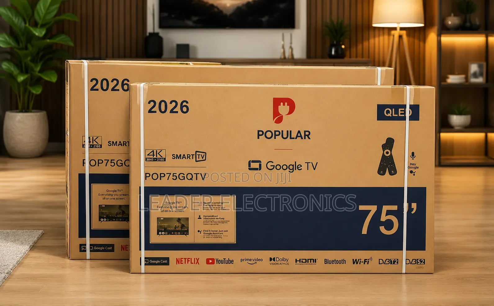 Popular Tv 75" Smart Google Tv – New L 2026 | Qled | | Frameless