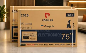 Popular Tv 75" Smart Google Tv – New L 2026 | Qled | | Frameless