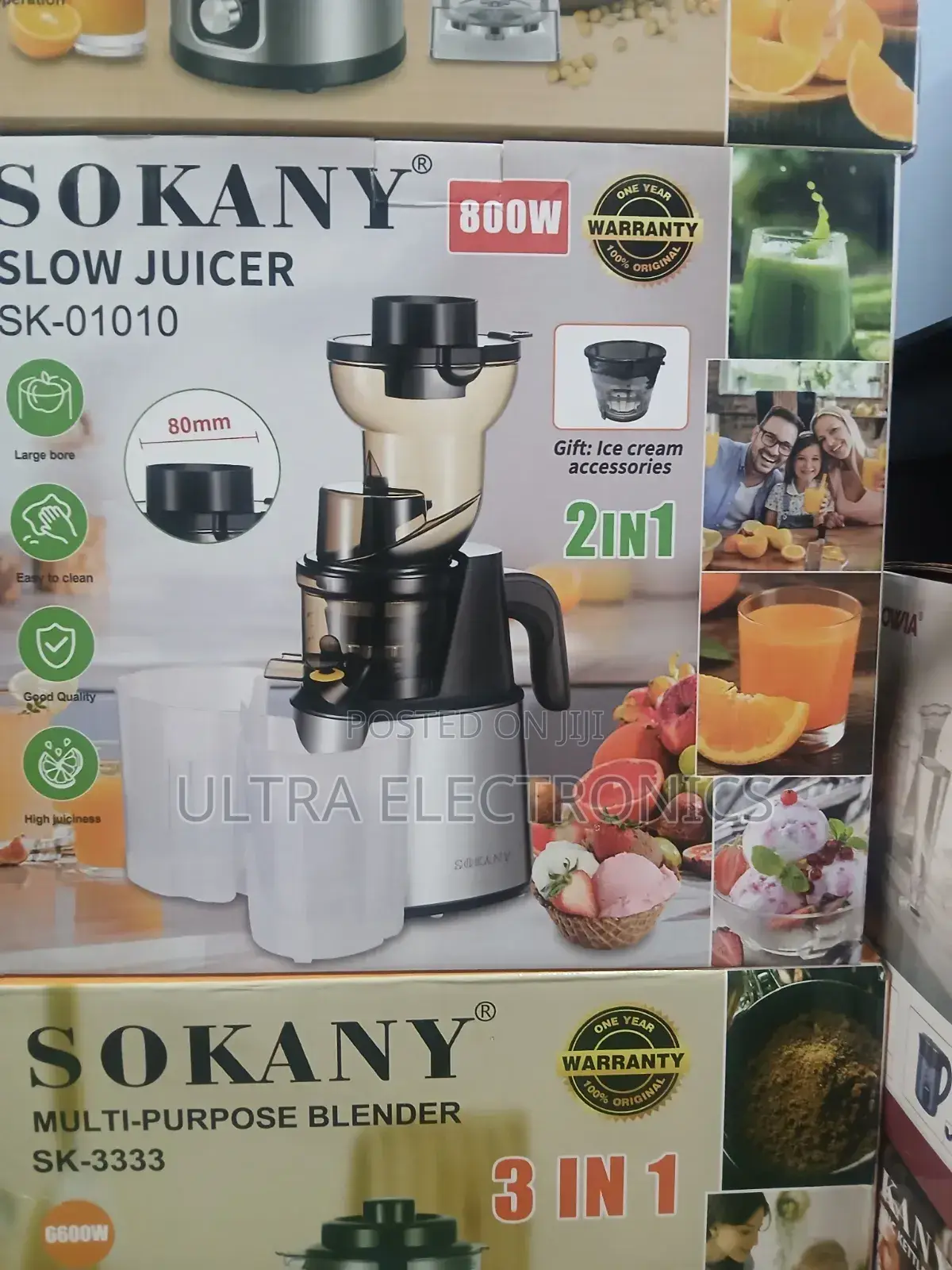 Sokany Sk-01010 Slow Juicer With an 800w Motor and a 2-in-1 Design