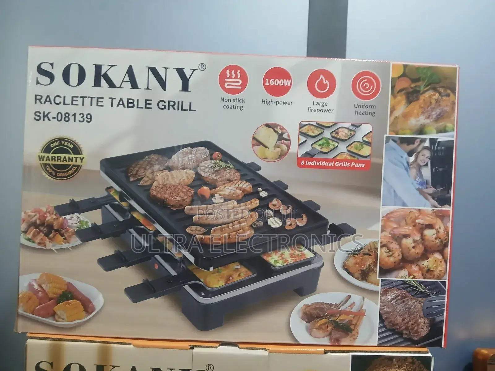 Grill Sokany Brand Electric Raclette Table Grill. Model Featured